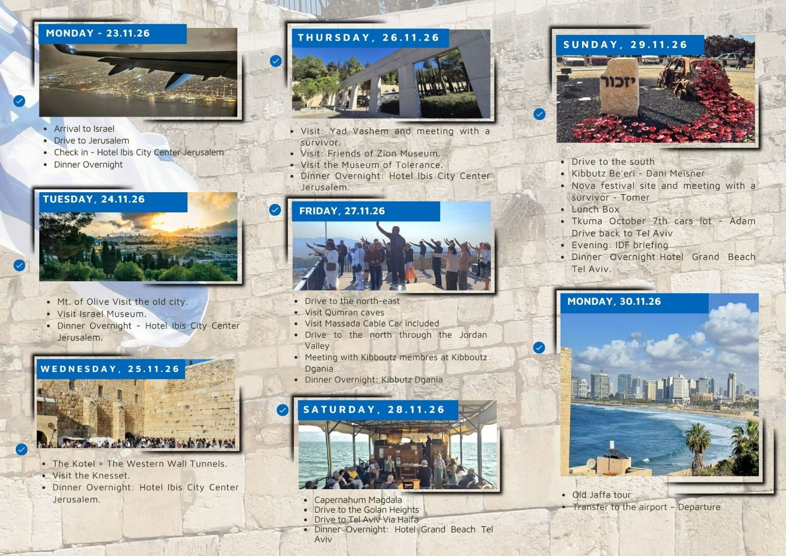 Trip to Israel Flyer Back